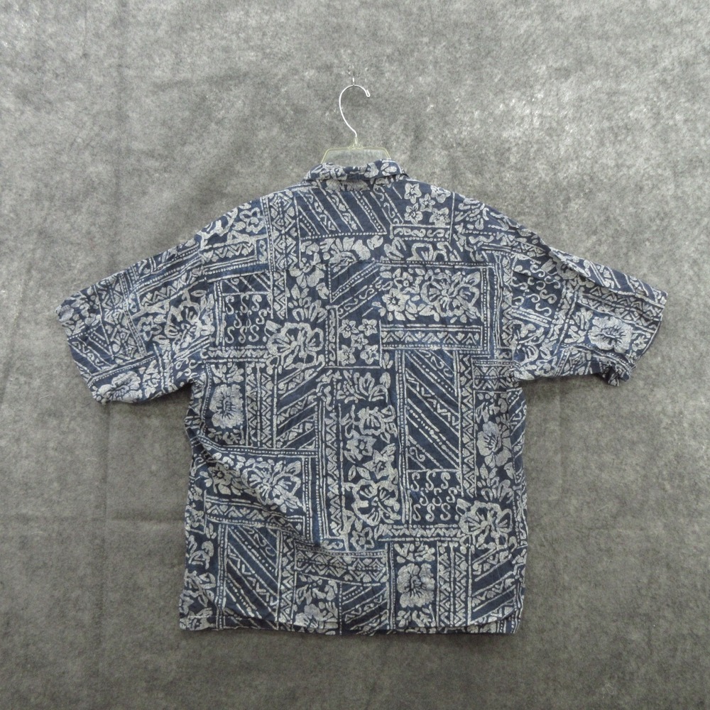 Pau Hana Men Button Up Hawaiian Shirt Size Large Blue Floral Cotton Short Sleeve - Picture 2 of 10